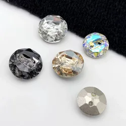 10PCS Crystal Glass Buttons, 2 Holes, 10mm, 12mm, 14mm Shirt, Sweater, Coat, Knitwear, Clothing, High Quality Sewing Accessories