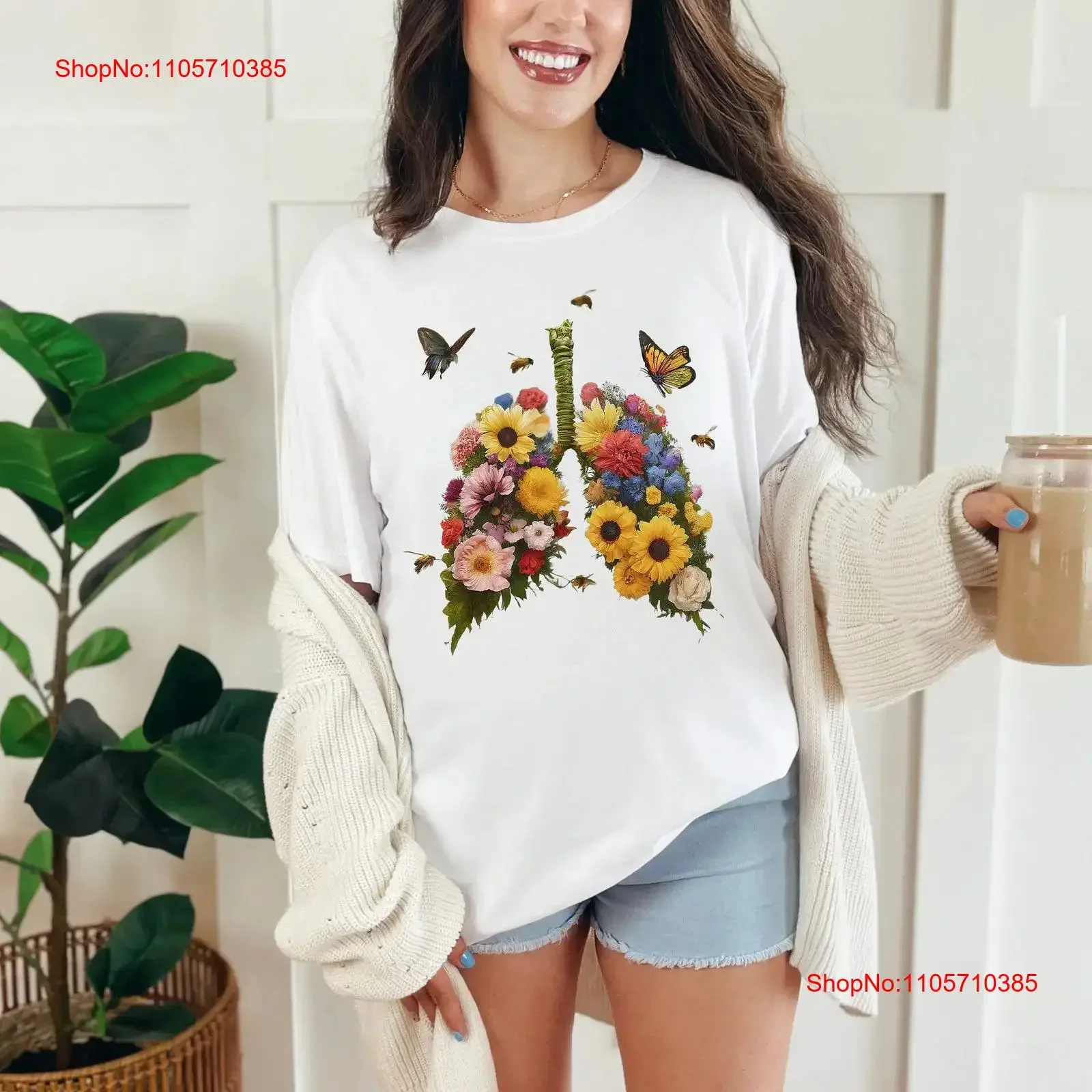 Lung Anatomy T Shirt Floral Pulmonologist Medical Student Nursing Asthma Cancer vintage Washed Comfortable streetwear Unisex