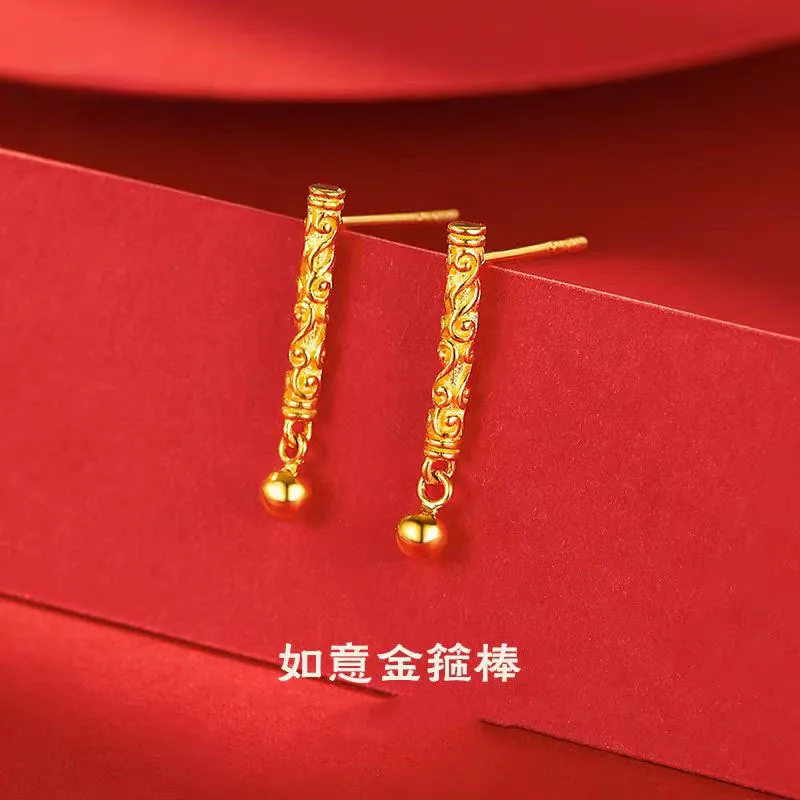 

18K gold Ruyi gold hoop earrings AU750 gold earrings for women