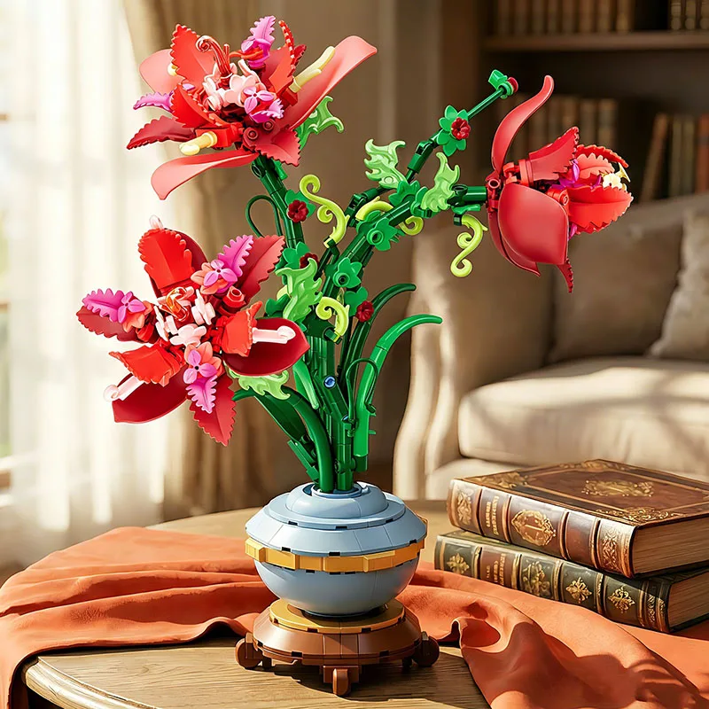 7906 505pcs Flower Bouquet Botanical Collection Model Kit for Building Block Brick Toy DIY Assembly Decoration Components