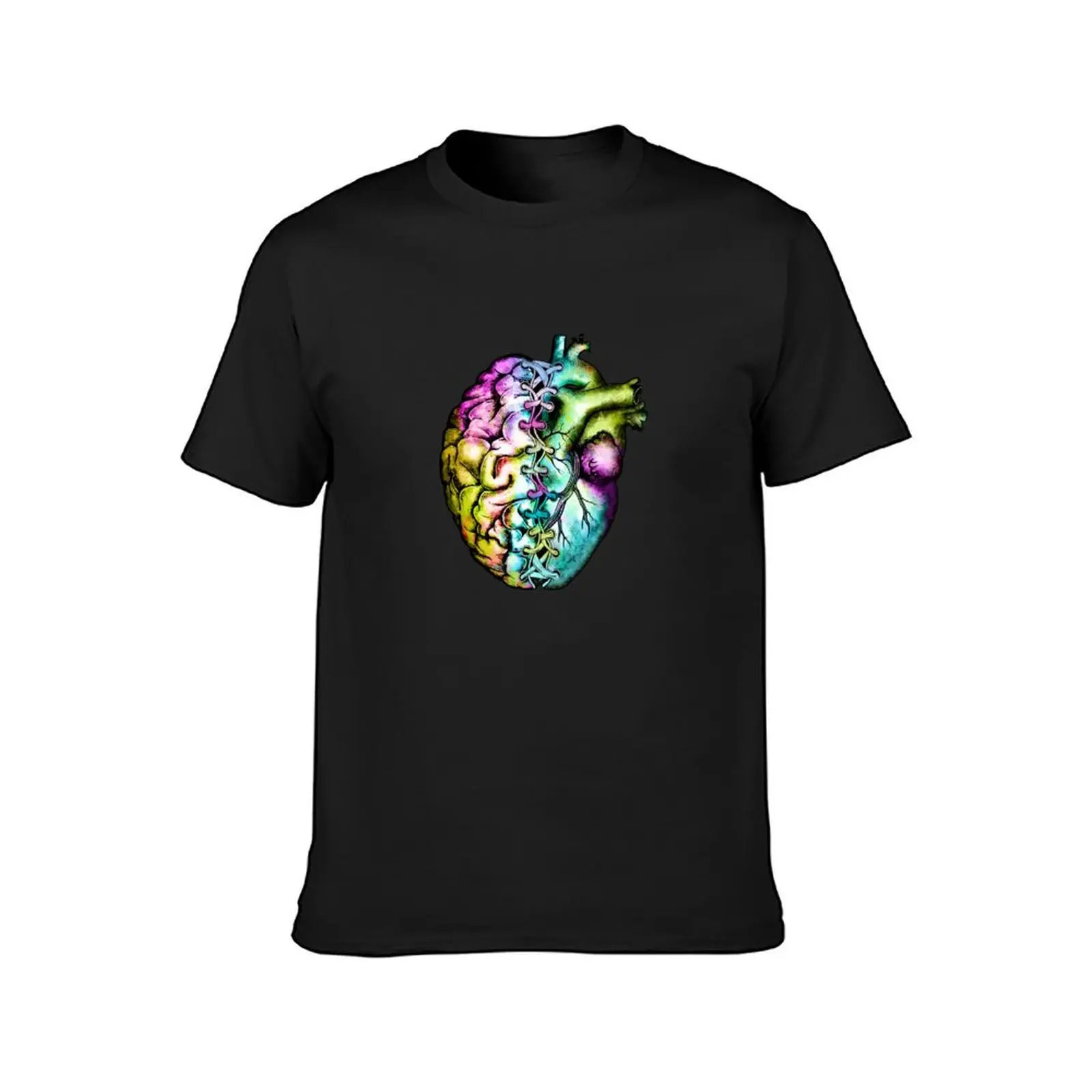 Right balance between brain and heart, raimbow colorful, rainbow, multicolored, mental health T-Shirt