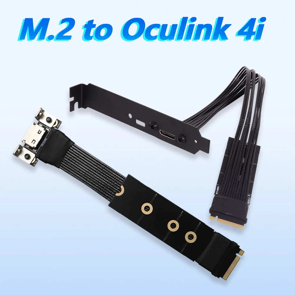 M.2 To Oculink 4i Extension Cable for M2 M-key NVME To SFF8612 Adapter Cord PCIe 4.0 X4 Gen4 Silver Plated for PC Desktop 64Gbps