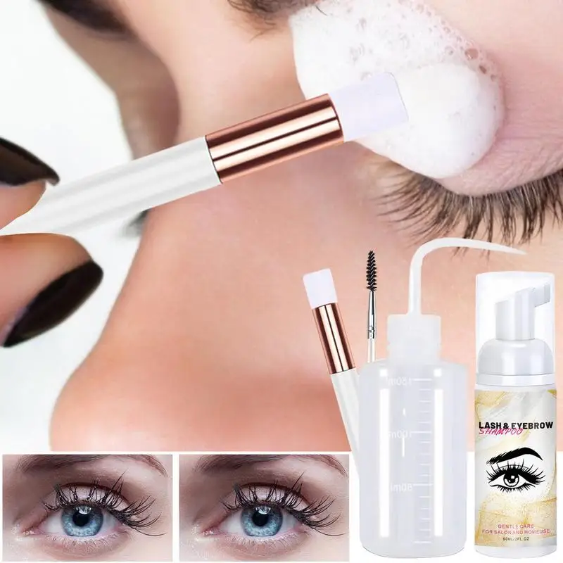 2024 Eyelash Cleaning Washing Bottle Eyebrow Shampoo Remover Skin Care Graft Lash Cleanser Bottle Eyelash Extension Makeup Tools