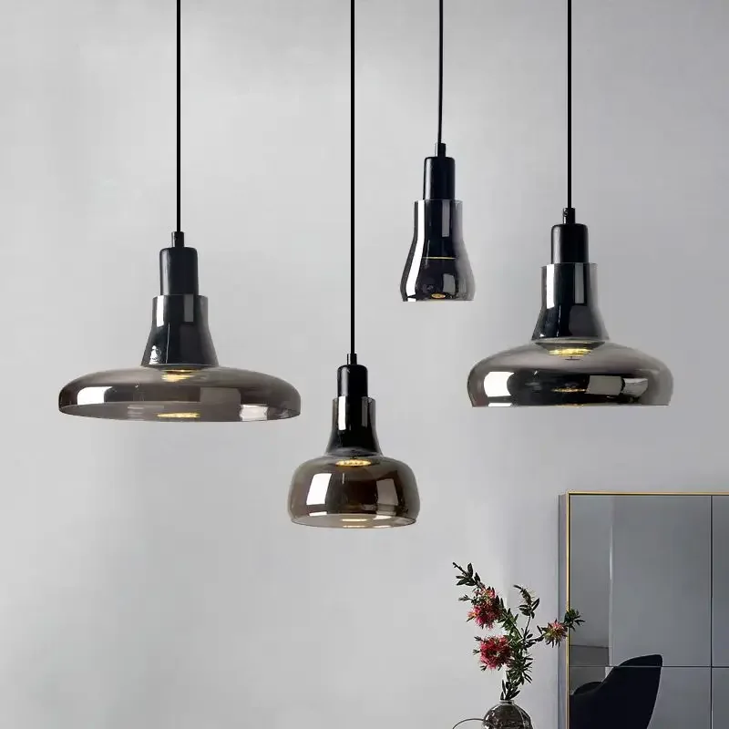 Shadows Pendant Lamp Nordic Small Grey Glass Lamp Dining Room Shop Lamp Loft Industrial Loft Decor Kitchen Island Mall Lights