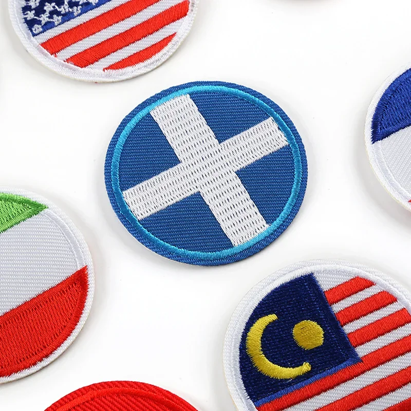 Mały rozmiar Okrągła naszywka z flagą Naprasowanka Baner kraju Włochy Emblemat tarczy Francja Malta Odznaka ze złotą krawędzią Puerto Rico Aplikacje z flagą — zdjęcie 3