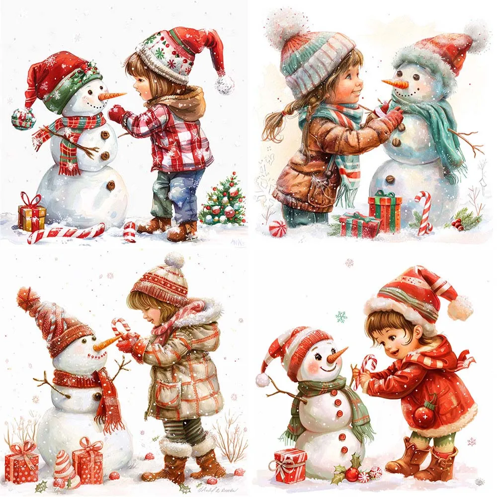 Christmas Girl Snowman Stickers Pack Varied for Kid Crafts Scrapbooking Luggage Notebook Car Aesthetic Decoration Graffiti Decal