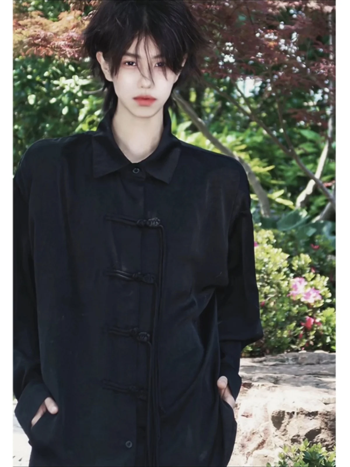 

Новая мужская летняя рубашка из ледяного шелка с длинным рукавом в китайском стиле, модная, высококачественная, с защитой от солнца, для уличного стиля