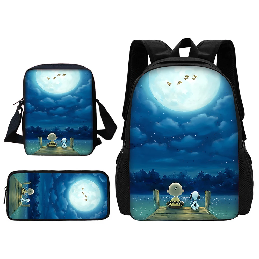 Cartoon Dog S-snoopys School Bag For Boy Girls with Shoulder Bags Pencil box Cartoon Backpack for Child