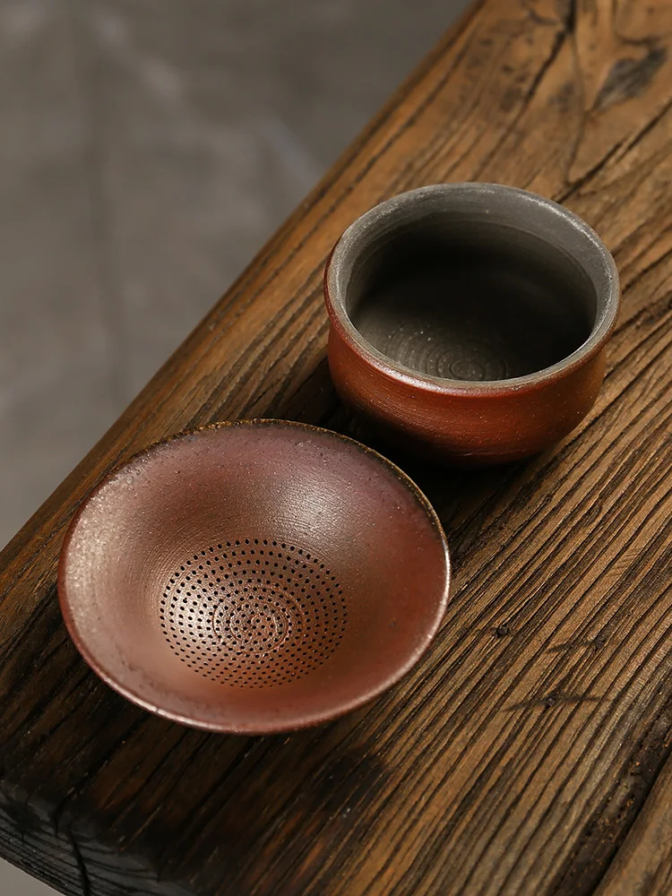 Handmade Rough Pottery, Old Rock Mud, Wood Fired Tea Strainer, Pine Wood, Kiln, Ancient Method, Filter,