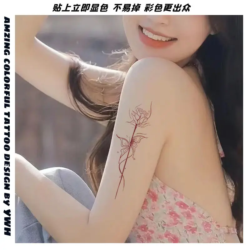 Waterproof Temporary Tattoos Sexy Colorful Rose Tattoo Sticker Hotwife Art Cute Festival Stickers Fake Tattoos Body Wholesale