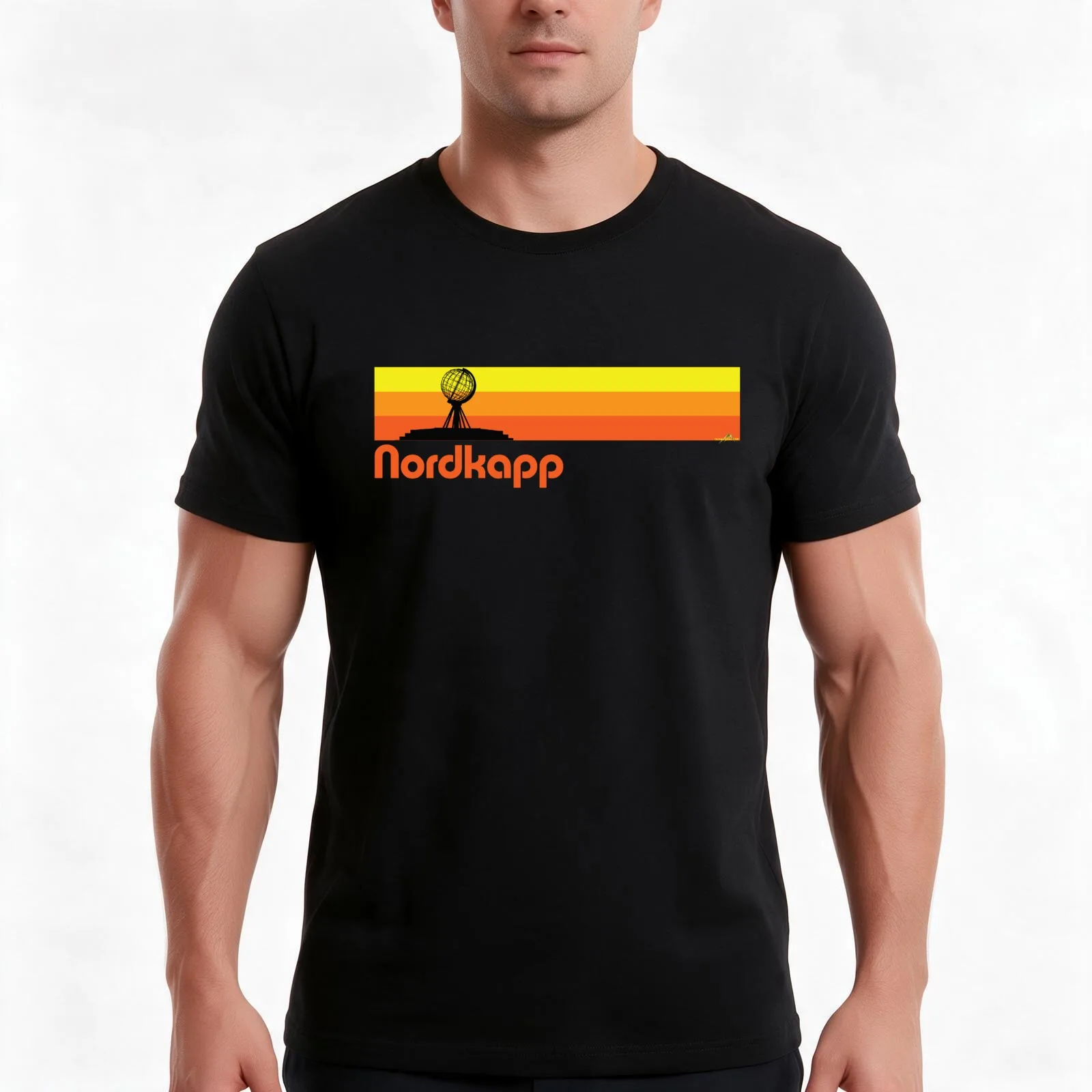 Nordkapp North Cape Norway Sticker T-Shirt, Summer Casual Cotton Tee, Oversized Streetwear Tops, Vintage Graphic Print