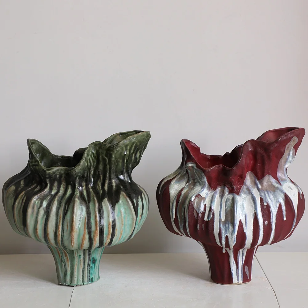 Creative Irregular-shaped Ceramic Vase Plant Pot Desktop Decoration Flower Arranging Hydroponic Vase Crafts Indoor Decoration