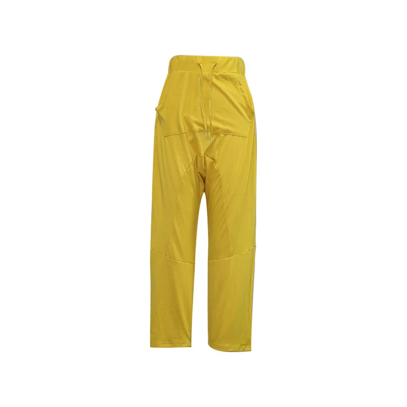 Bambooboy กางเกงฮาเร็มทรงหลวมกางเกงสีทึบมีกระเป๋าขนาดใหญ่สำหรับผู้หญิงลำลองย้อนยุคฤดูใบไม้ผลิฤดูใบไม้ร่วง