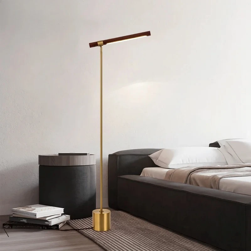 Modern Minimalist Linear Wood LED Floor Lamp Replica Lamp Designer Led Living Room Decoration Bedside Vertical Loft Floor Light