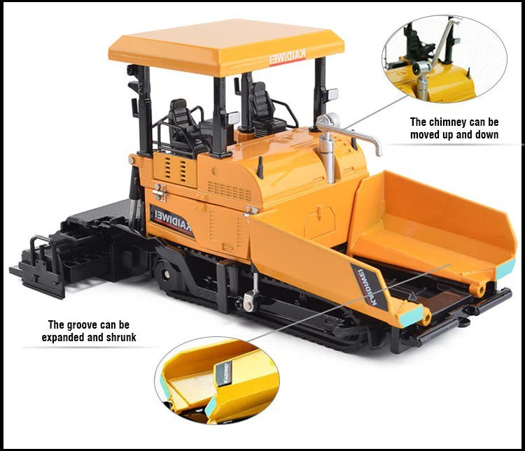 Alloy Diecast Paver Model Machine Paving Asphalt Highway Construction Truck 1:40 Engineering Vehicle Model Kid Back Hoe Loader