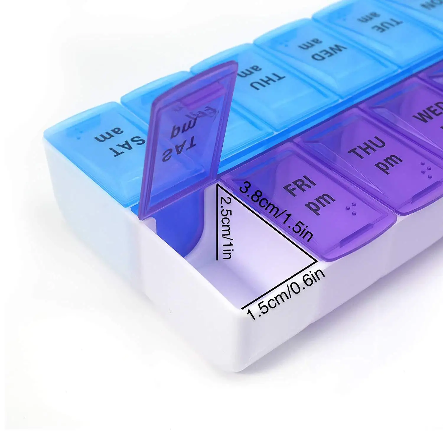 

14/7 Grids 7 Days Weekly Pill Case Medicine Tablet Dispenser Organizer Pill Box Splitters Pill Storage Organizer Container