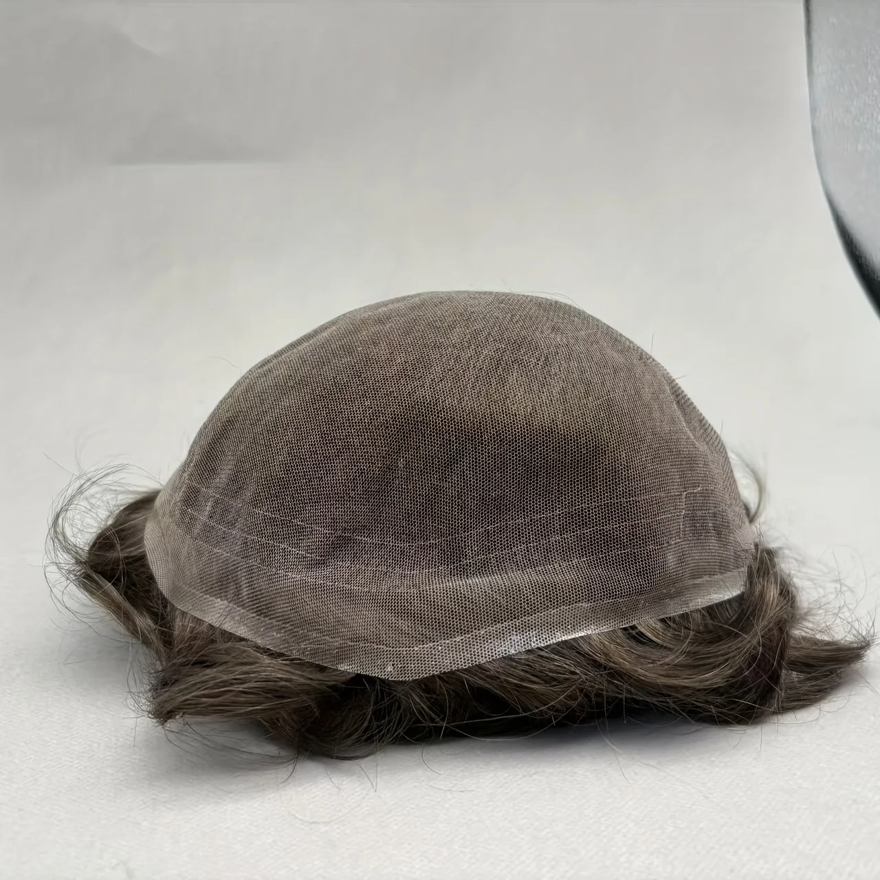 باروكة من شعر طبيعي دانتيل فرنسي كامل للرجال شعر مستعار مربوط يدويًا 120% كثافة 6 بوصة طول 8 × 10 قاعدة دانتيل قابل للتنفس لتساقط الشعر الصلع #5