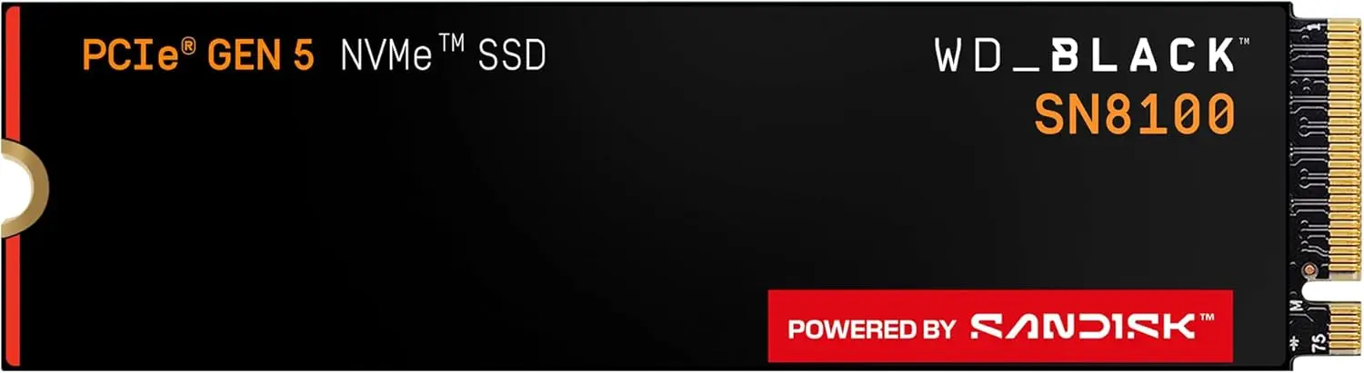 

WD_Black SN8100 4TB NVMe SSD M.2 2280, скорость записи до 14 ГБ/с, идеально подходит для приложений с ИИ, игр и видеомонтажа - WDS400T1X0M