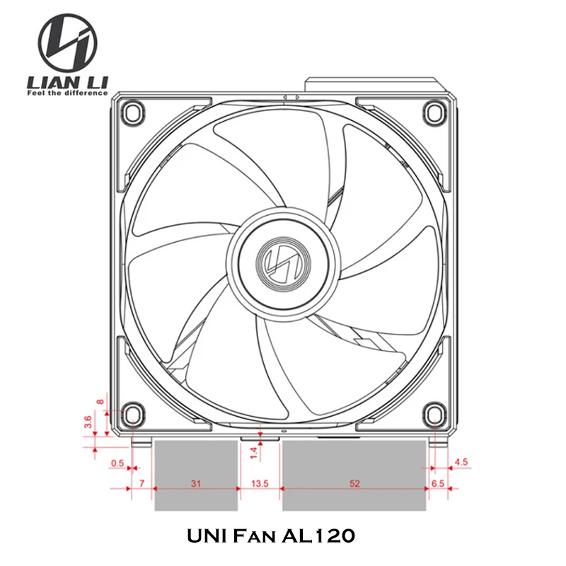 مروحة Lian Li UNI AL120 V1 ARGB بدون كابل تدعم L-Connect PWM صامتة منخفضة الضوضاء عالية التحكم في مزامنة RPM MB، حزمة واحدة #2
