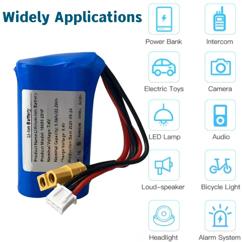 7.4V Battery 3.0Ah 2S1P Li-ion Battery for Parrot Disco Various RC Airplane Quadrotor