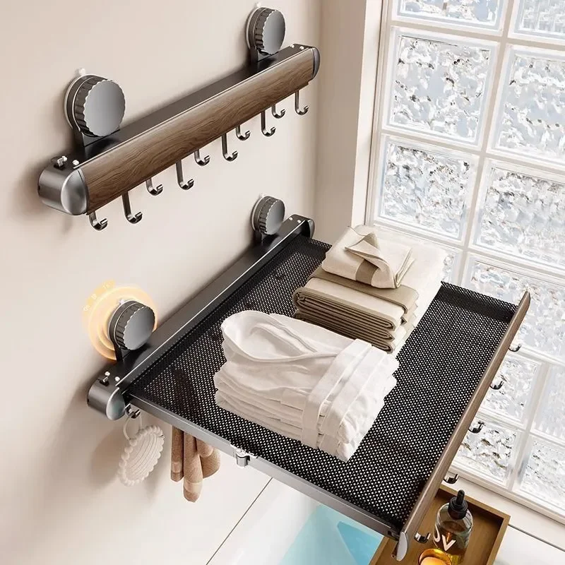 Bathroom suction cups telescopic towel rack towel rack bathroom put clothes gods toilet no punch towel shelf
