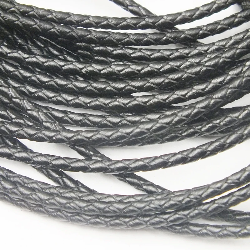 50m  3mm  black genuine Braided leather cord necklace diy accessories jewelry fingind