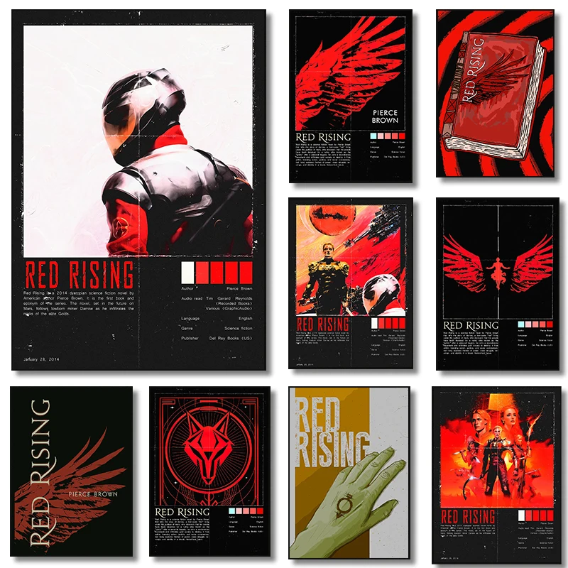 Affiches d'art abstraites sur toile, peintures murales, images décoratives pour la maison et le salon, inspirées de la couverture du roman de science-fiction Red Rising