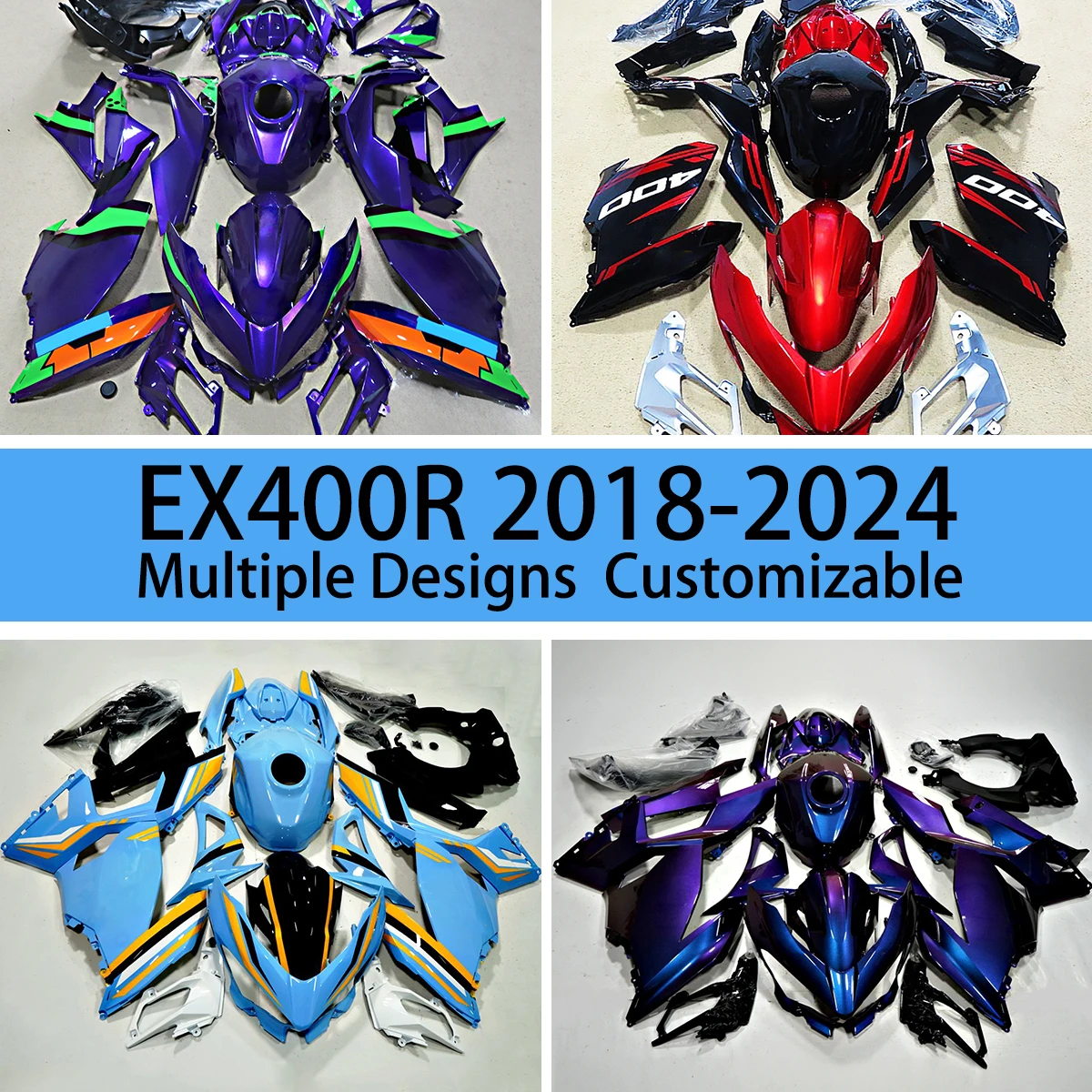 EX400R 2018 2019 2020 2021 2022 2023 2024 Prime Fairing Set for KAWASAKI NINJA 400 Motorcycle Fairings Panel Kit Bodywork Fit