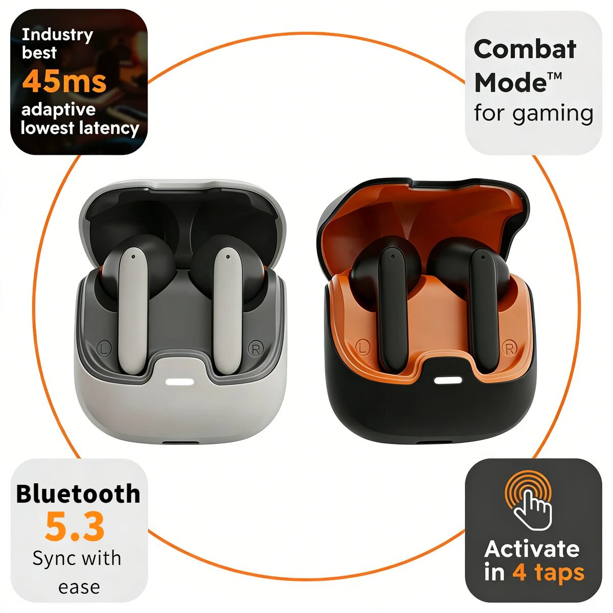 

In-Ear Bluetooth Earphones IPX5 Waterproof Long Battery Life Call Noise Reduction Soft Ear Tips HiFi Sound for Sport Daily Use