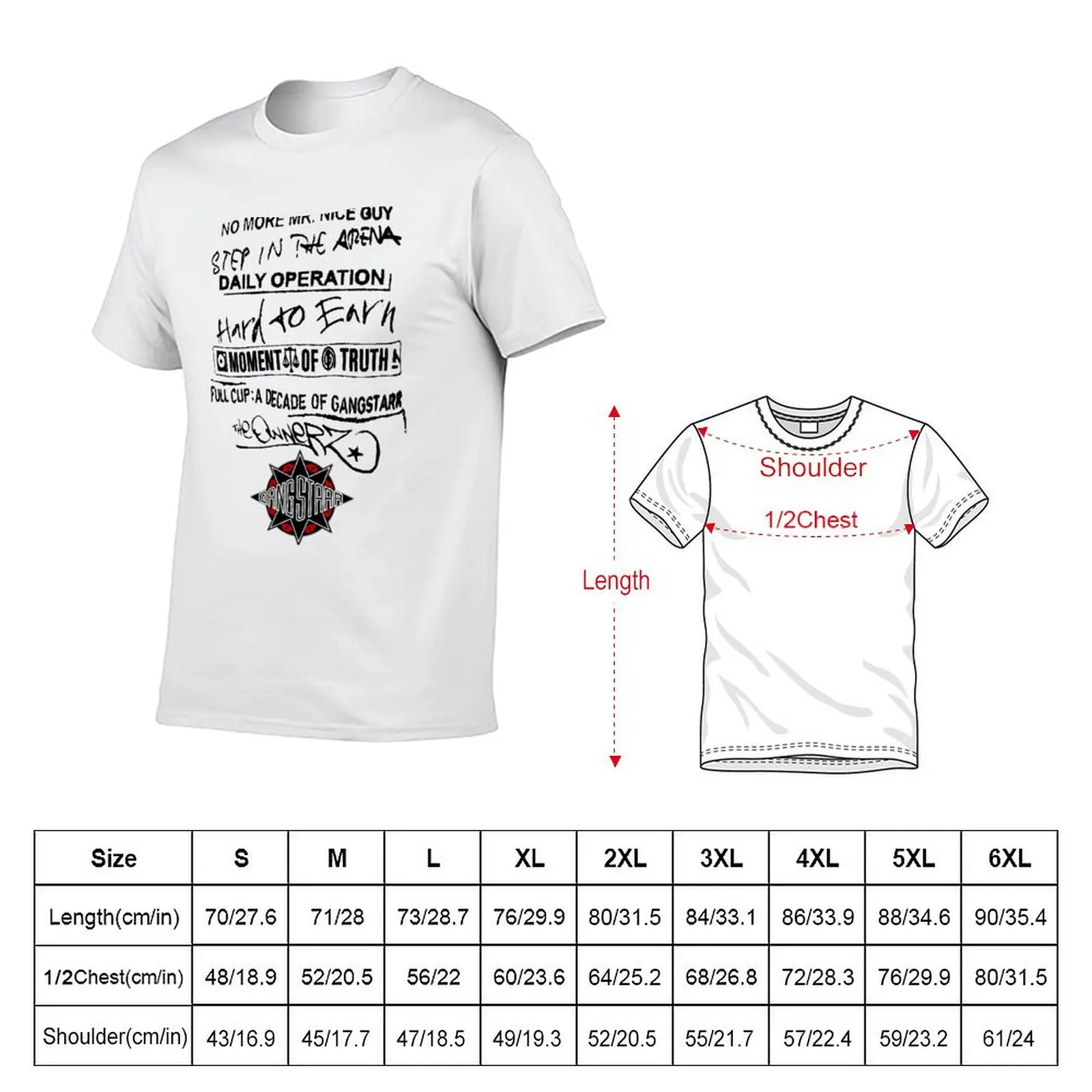 Gang Starr Discography T-Shirt Basic Plain Tee for Spring and Summer