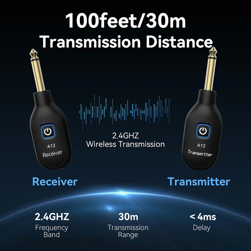 Transmissor sem fio para guitarra elétrica, transceptor de baixo, acessórios para instrumentos musicais