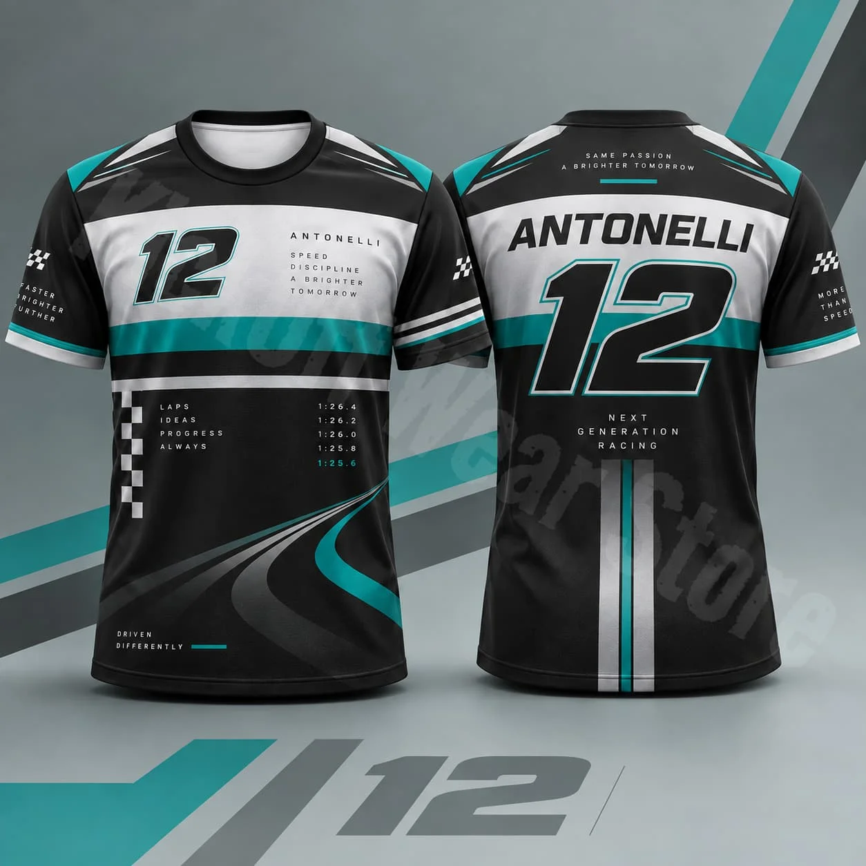 Antonelli 12 Herren-T-Shirt, Sommer-Rennsport-Design, Grafik-T-Shirt, lässige Streetwear, T-Shirt für Motorsport-Fans, Unisex, für Damen und Herren, zum täglichen Tragen. – Detail 7