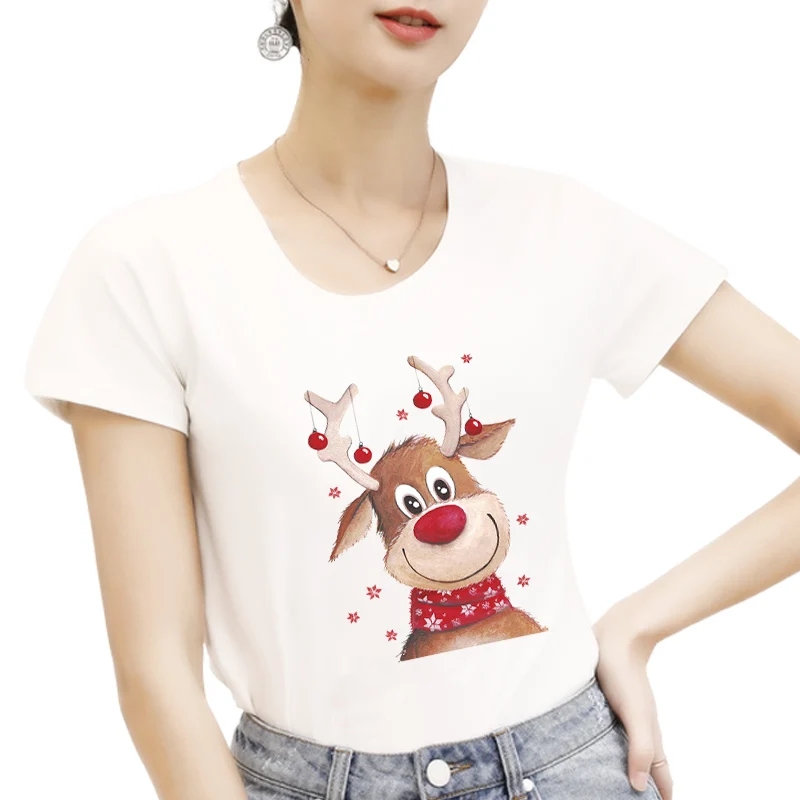 5pcs Christmas Santa Claus Heat Transfer Patches Christmas Reindeer Stickers DIY For Clothing Pillow Handbag Patches Christmas O