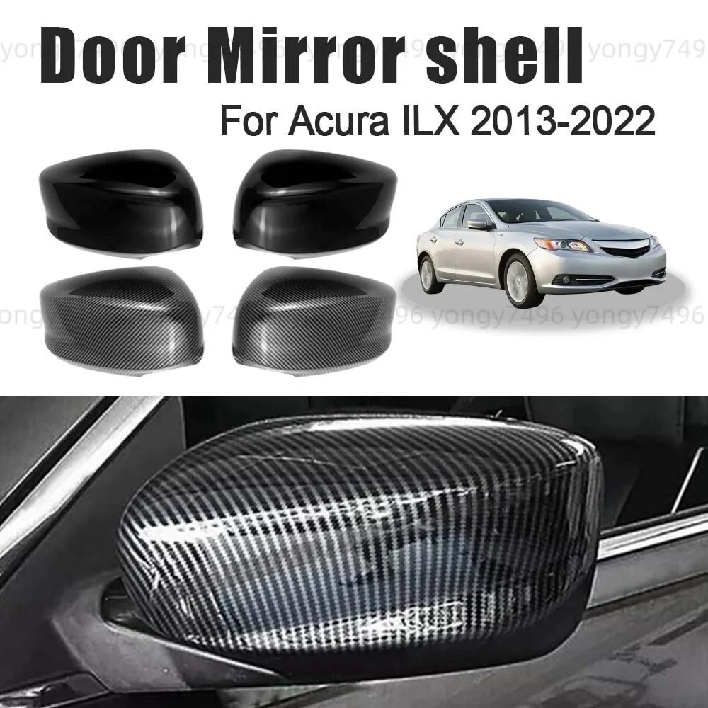 Protective Cover Carbon Fiber Glossy Black Door Mirror Shell For Acura ILX 2013 - 2022 Car Rearview Accessories Car Upgrade