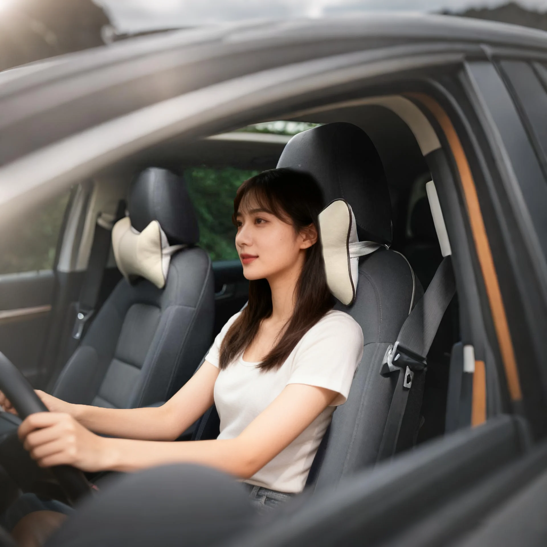 سيارة مسند الرأس بالمقعد ضبط النفس سلامة السيارات رئيس الرقبة الراحة الاسترخاء وسادة وسادة وسادة تنفس شبكة مقعد السيارة الرقبة حامي وسادة #1