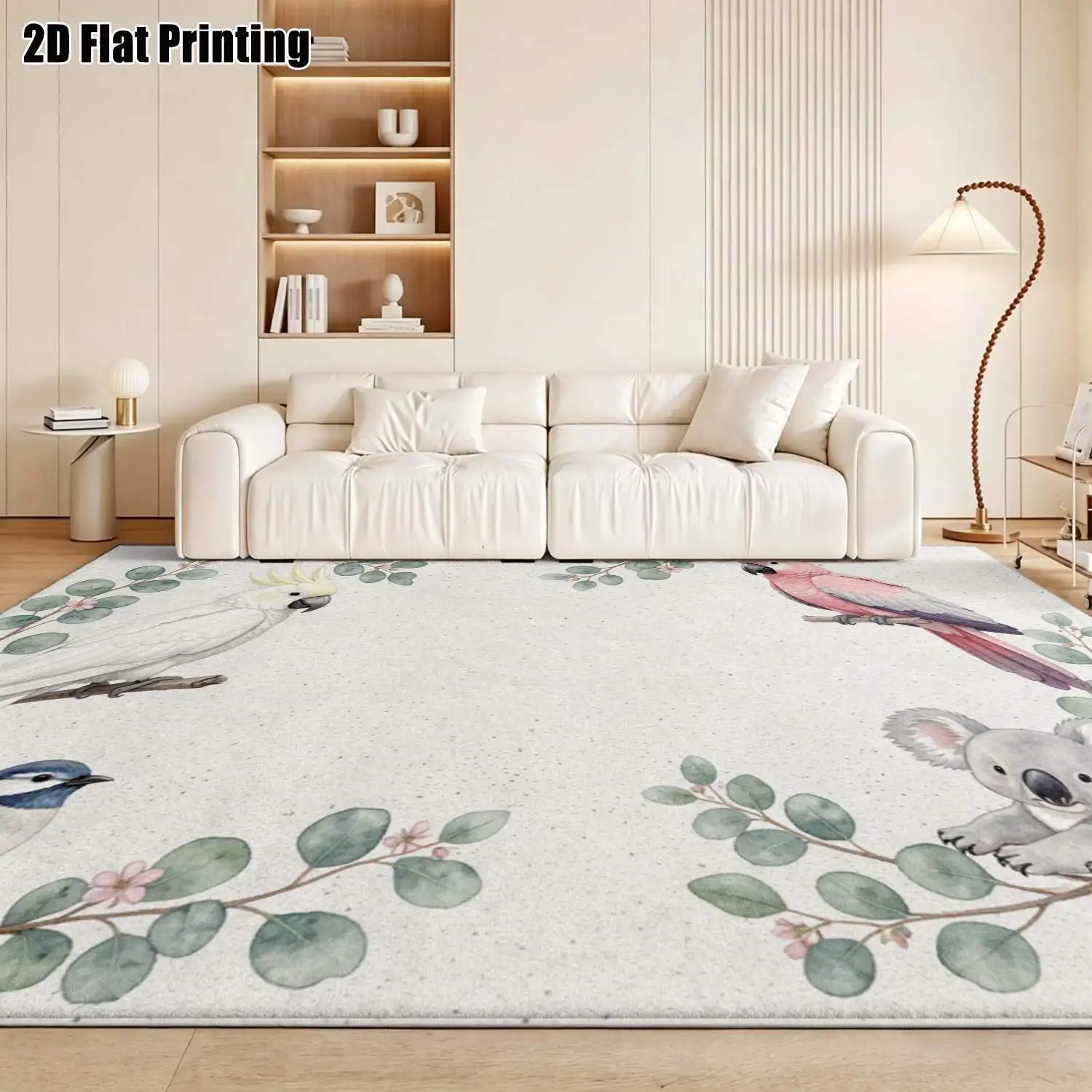 1Pc 2D Printed Forest-Themed Nordic Minimalist Carpet, Machine Washable, Multi-Size, for Home Decor & Various Spaces