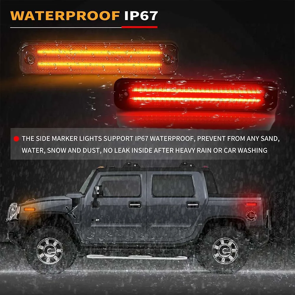 

For Hummer H2 2003-2009 LED Warning Strobe Light Front/Rear LED Side Marker Lights Lamps Car Running Signal Lamp 4Pcs