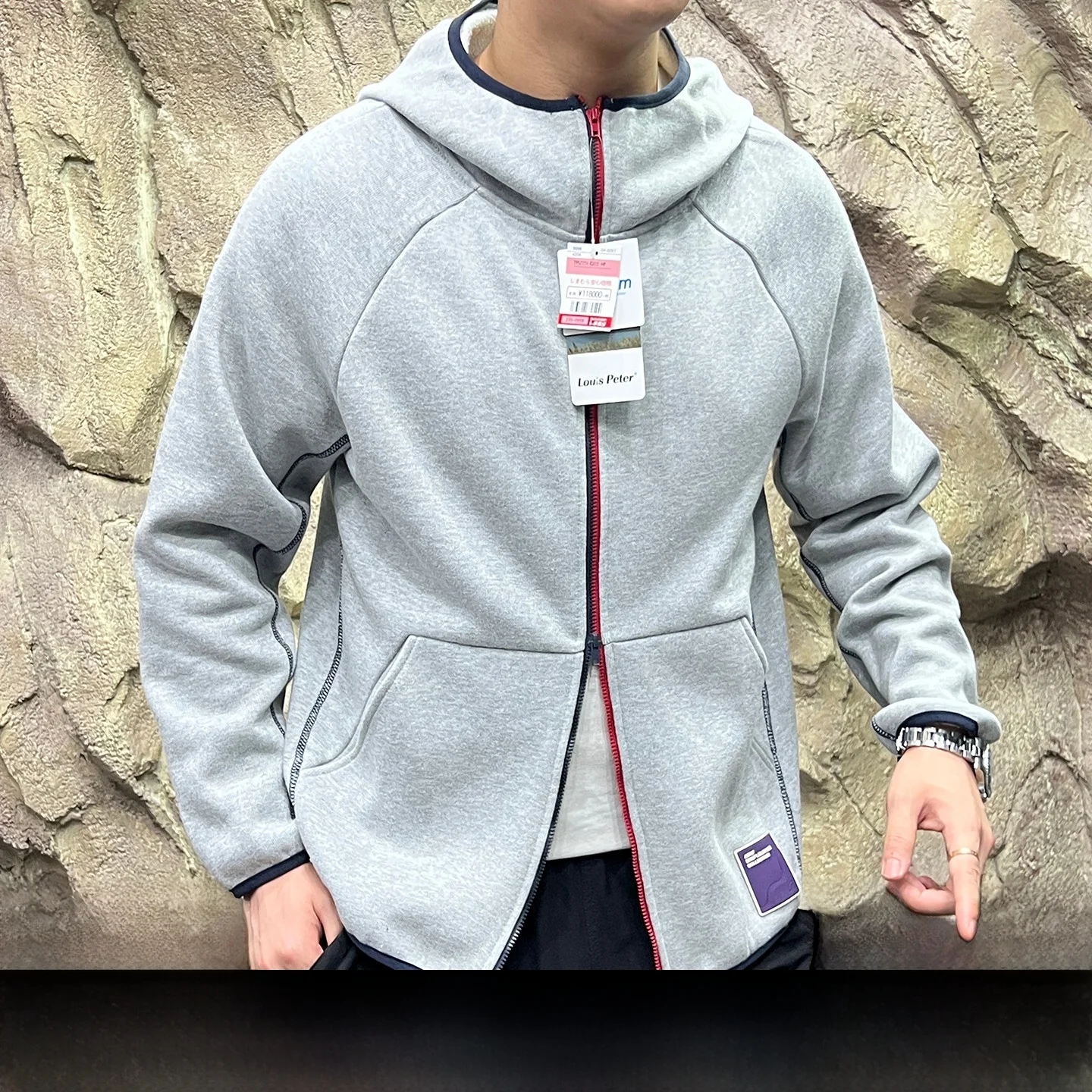 

Ten-Star Recommended! Outdoor Knitted Hoodie Men's Cotton Polyester Fce Lined Stand Fit Long Sve Zipper Jaet