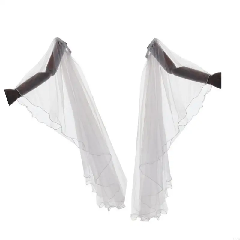Y88A Victorian Tulle Tulle Gloves Halloween Renaissances คอสเพลย์ชุดผ้าชีฟองที่ถอดออกได้