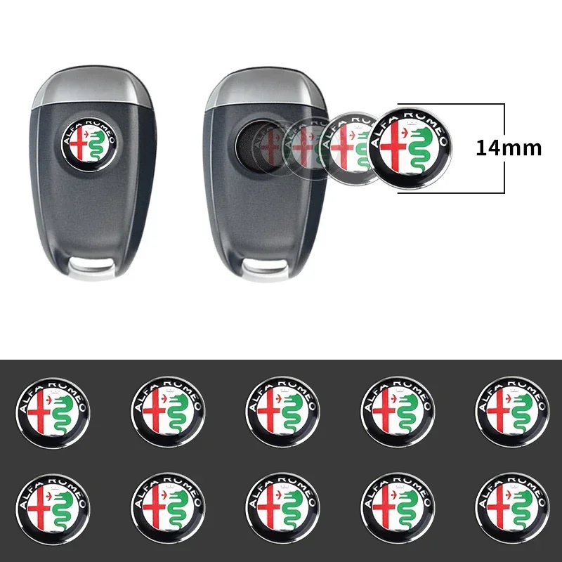 10X 14mm Car Key Badge Sticker Symbol Logo Key Shell Remote Fob Emblem Decal For Alfa Romeo Giulietta Giulia 147 156 159 Mito GT