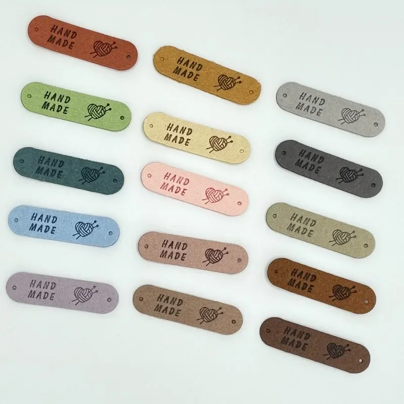 25/50Pcs Small Handmade Leather Clothing Labels for Gift Hat Sewing Leather Tags Hand Made Leather Skin DIY Decorative Tags