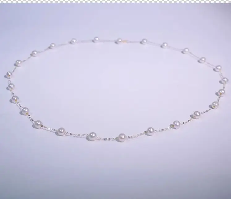 

50cm Fine jewelry Real 18K Gold Natural Freshwater Pearl Necklace AU750 Full Sky Star Versatile Neckchain Women's Boutique Gift