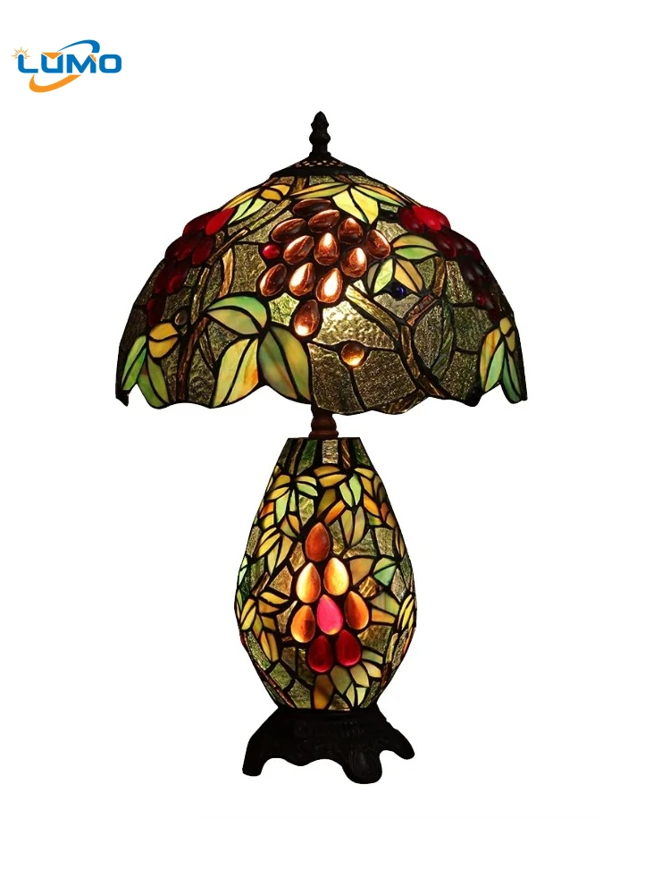 

Turkish Vintage Manual Welding Stained Glass Table Lamp LED E27 Atmosphere Desk Lights Bedroom Restaurant Living Room Kitchen