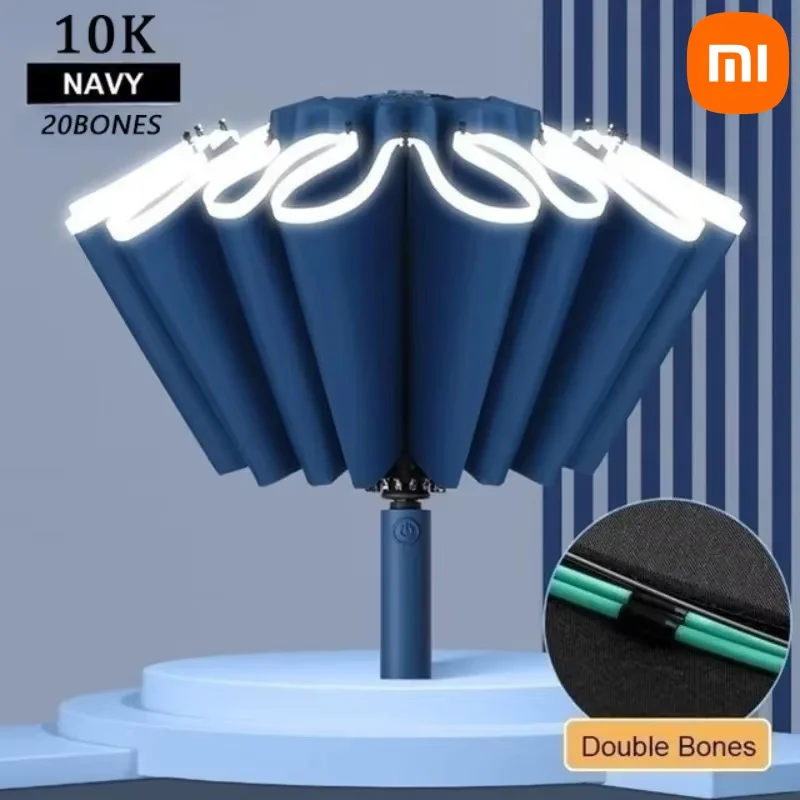 Xiaomi 20 Bonds Umbrella Fully Automatic Reverse Folding Umbrella With Windproof Reflective Stripe Uv Umbrellas New Men Women