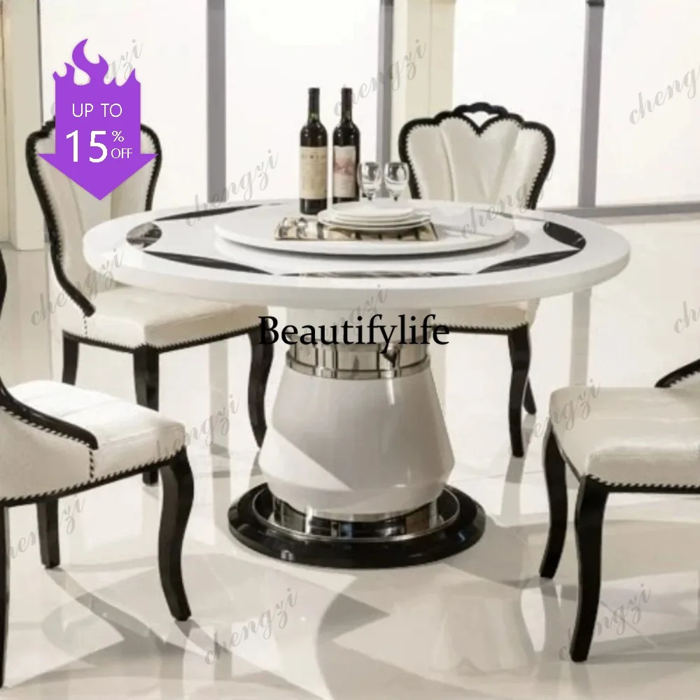 Mesa de Comedor Redonda Lateral 07, Consola Central de Lujo, Mesa de Comedor Portátil para Salón, Mesa de Servicio Bistro, Mesas de Jantar para Sala de Estar
