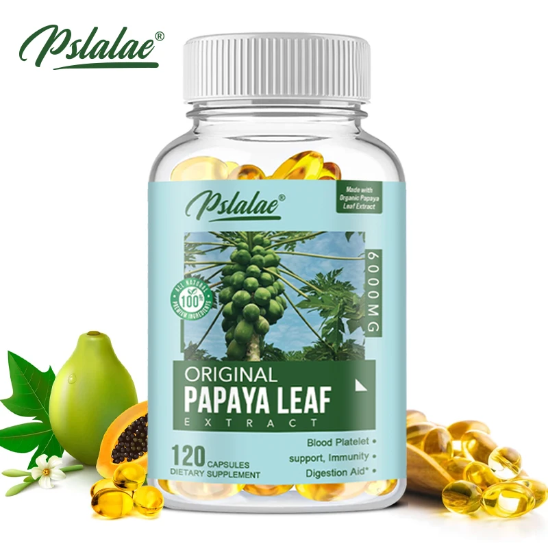 Papaya Leaf Extract Capsules - Supports Platelets, Bone Marrow and Spleen, Improves Immunity and Improves Digestion