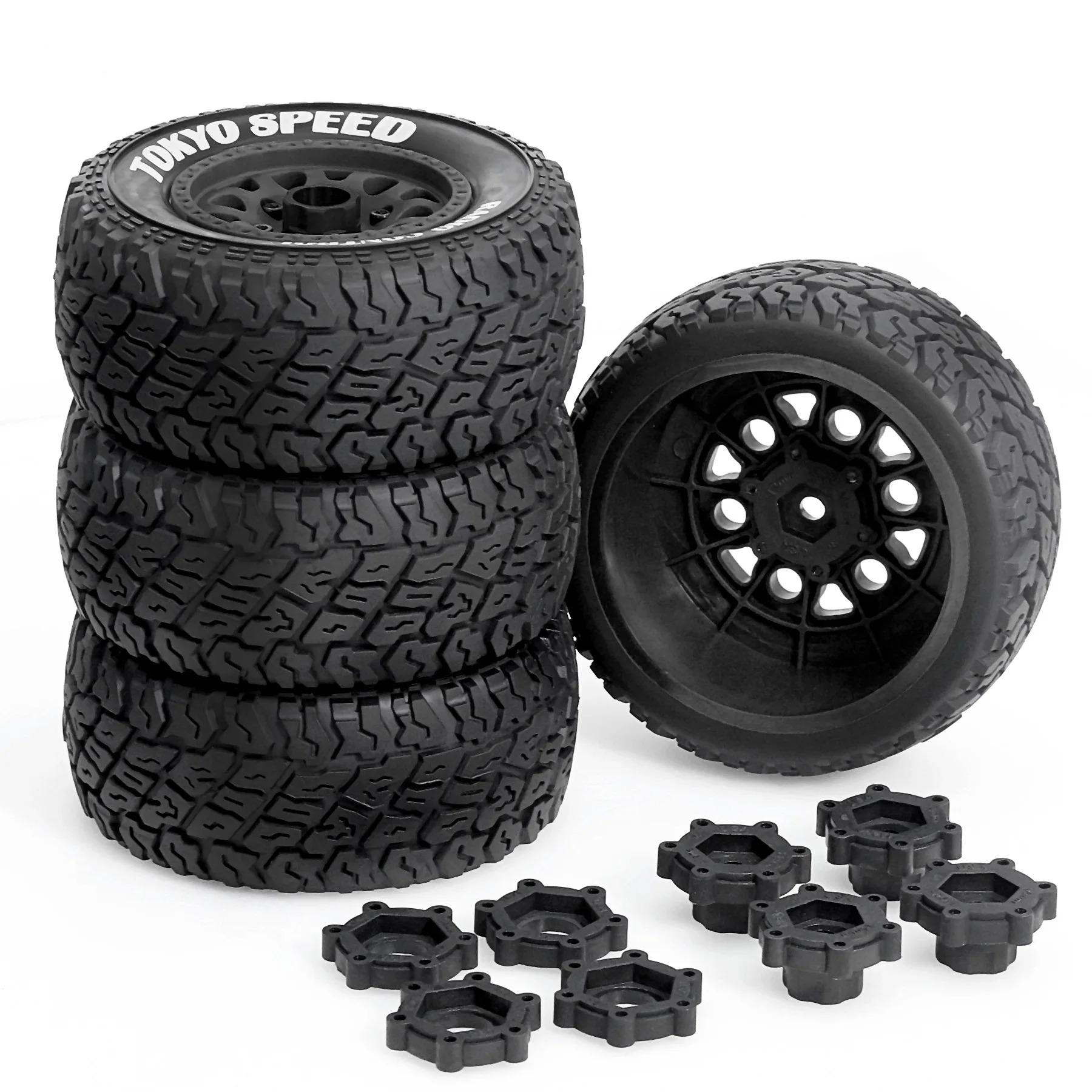 1/10 RC Short Course Truck Set Multi-Purpose Rubber Tires 12/14/17mm Removable Hex  for TRAXXAS Slash FSR Baja Remo Hobby HQtoys