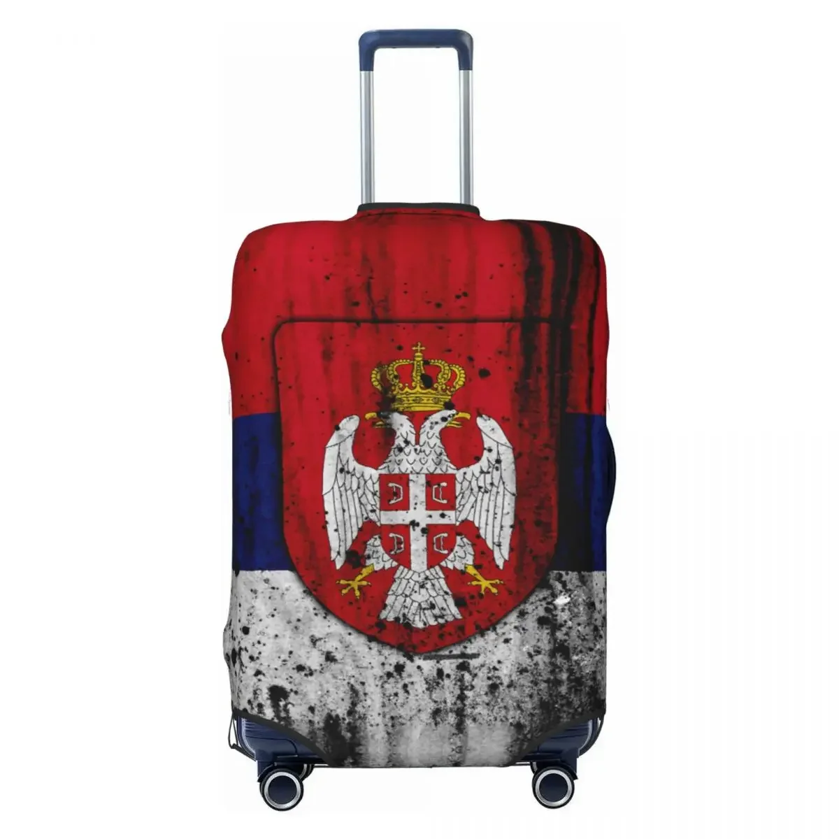 

Custom Vintage Serbia Flag Luggage Cover Elastic Serbian Proud Travel Suitcase Protective Covers Fits 18-32 Inch