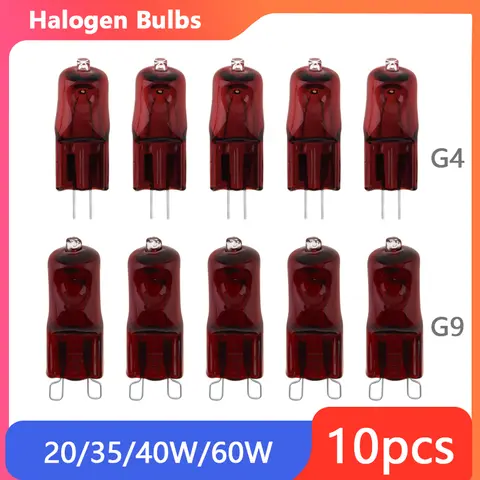 10pcs G4/G9 Halogen Light Bulbs 12V/24/220V Heat Lamp Bulbs Infrared Light IR Lamp Halogen Heating Drying Painting Quartz