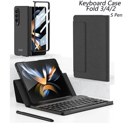 For samsung galaxy z fold 2 3 4 Phone case with keyboard Bluetooth Wireless Fold Leather Cover Screen protection S Pen funda